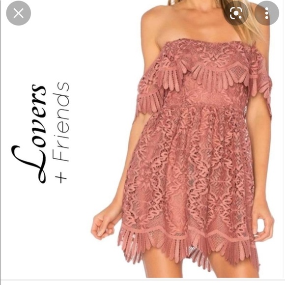 Lovers + Friends Dresses & Skirts - NWT 💕 HOST PICK x3⭐️ Lovers + Friends Mauve lace off the shoulder dress